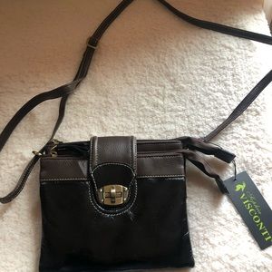 Visconti black with brown purse with adjustable strap